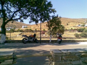for vinny my scooter overlooking a temple with another bike